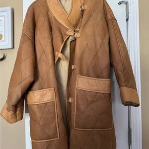 Tan Quilted Leather Coat